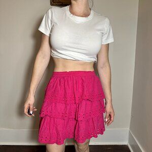100% Cotton House of Harlowe 1960 Pink Crochet Skirt Size Medium
